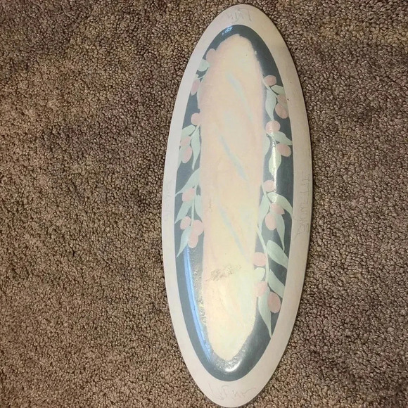 Vintage Unique Cottagecore Glass Barguette Bread Tray 16" Long Signed - Picture 7 of 7